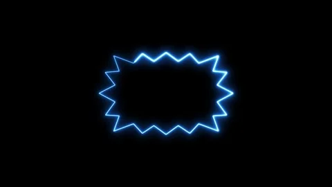 Neon blue jagged speech bubble frame pulsating on black background. Stock Footage 337081747