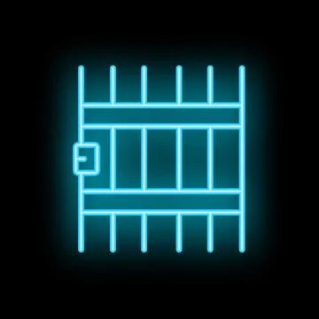 Neon blue jail bars glowing on a black background Stock Illustration