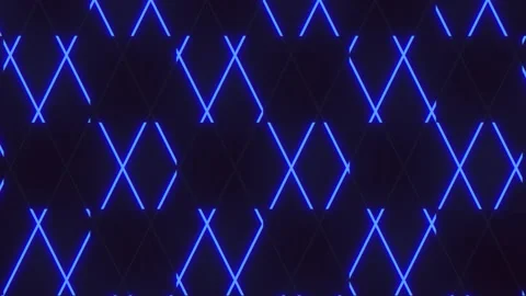 Neon blue led light geometric lines pattern Stock Footage 202051675
