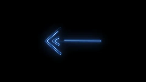 Neon blue left arrow animation on black background for directional signage and Stock Footage 322957877