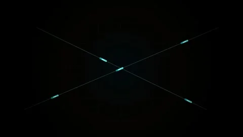 Neon blue light dots move along intersecting diagonal lines on dark digital.. Video stock 346541878