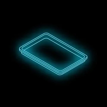 Neon blue light forming a rectangular shape on dark background Stock Illustration
