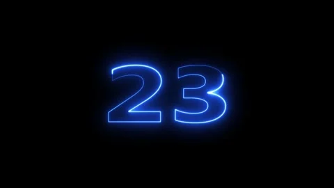 Neon blue light number 23 flickering on black. Vídeos de archivo 331897612