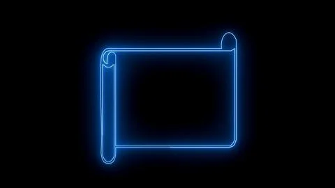 Neon blue light scroll paper frame on dark Stock Illustration