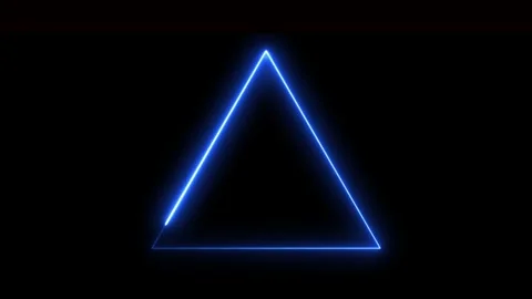 Neon blue light triangle outline drawing. Stock Footage 332090606