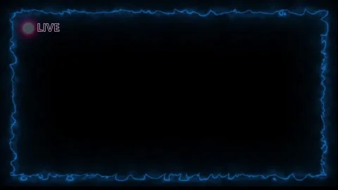 Neon blue lightning frame with live text overlay glowing effect animated ba.. Stock Footage 340444490