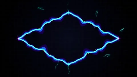 Neon blue lightning frame pulsating with dynamic motion on dark grid backgr.. 스톡 동영상 344021782