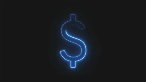 Neon Blue Line Dollar Icon Animation Stock Footage 197968467