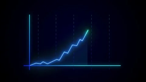 Neon blue line graph on dark background, symbolizing data trends. Stock Footage 286407429