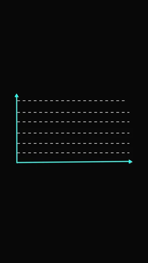 Neon Blue Line Graph with Horizontal and Vertical Axes and Dashed Line on B.. Stock Footage 321726318