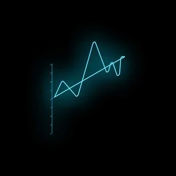 Neon blue line graph showing growth on black background イラスト素材