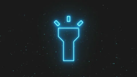 Neon Blue Line Torch Light Icon Animation Stock Footage 197360636