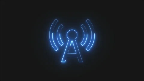 Neon Blue Line Wi-fi Signal Icon Animation Stock Footage 197994471