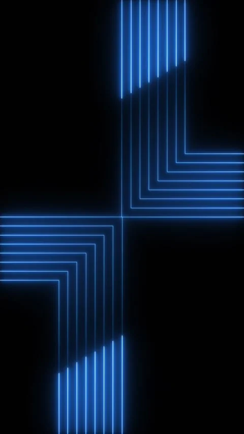 Neon blue lines animation with glowing grid pattern on vertical background loop Stock Footage 344985372