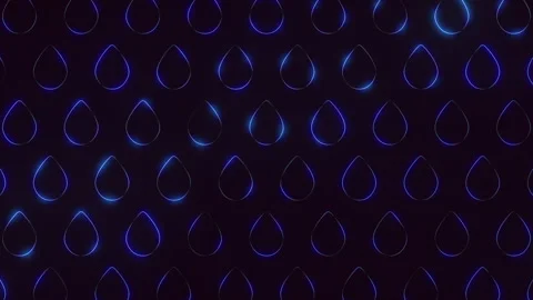 Neon blue liquid drop pattern on dark background, seamless glowing abstract Stockbeeldmateriaal 334140390
