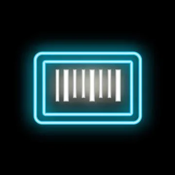 Neon blue loading bar icon glowing on black background Stock Illustration