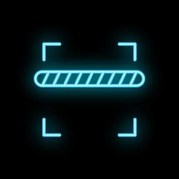 Neon blue loading bar icon on black background 库存插图