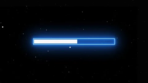 Neon blue loading bar progress in space Stockbeeldmateriaal 328386451