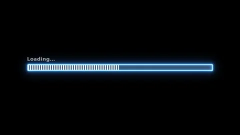 Neon blue loading bar progress animation. 库存影片 332140369
