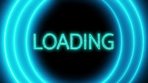 Neon blue loading sign with circular pro... | Stock Video | Pond5