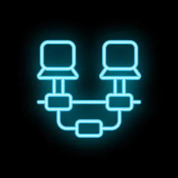 Neon blue local area network icon illustrating computer connection イラスト素材