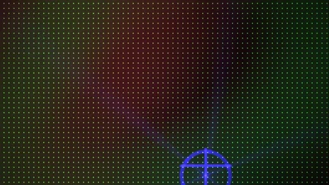 Neon blue logo on dark pixelated background. Stock Footage 337481259