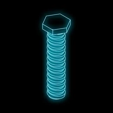 Neon blue long bolt glowing on black background Stock Illustration