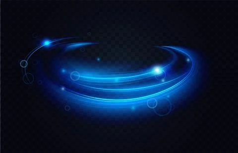 Neon blue luminous dynamic circle moving sparkles abstract light effect Illustrazione stock
