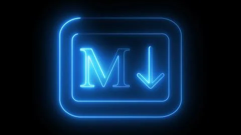 Neon blue Markdown icon Stock Illustration