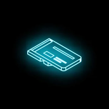 Neon blue memory card shining in darkness Stock Illustration