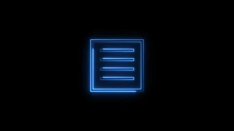 Neon blue note icon animation glowing with electronic pulse graphics. 库存影片 337330711