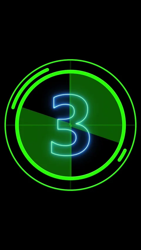 Neon blue number inside green countdown timer visualizes time concepts. Tim.. Stock Footage 344862557