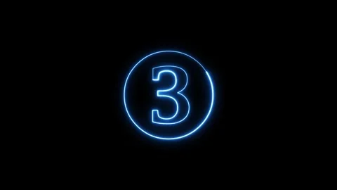 Neon blue number three countdown timer glowing circle animation footage. 库存影片 337330894