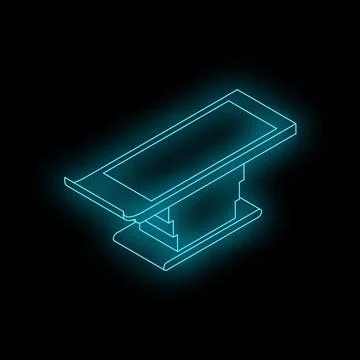 Neon blue operating table shining in the dark room Stock Illustration
