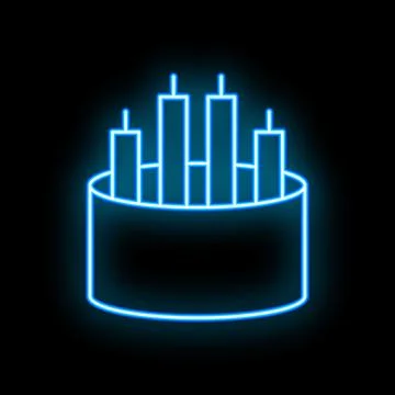 Neon blue optic fiber cable icon glowing on black background Stock Illustration