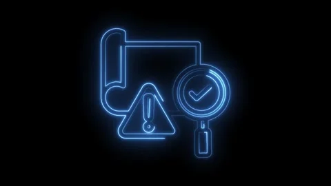 Neon blue outline for security audit checklist and risk assessment magnifyi.. Stock Footage 346009120