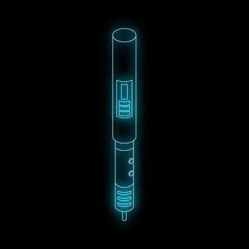 Neon blue ovulation test glowing on black background Stock Illustration