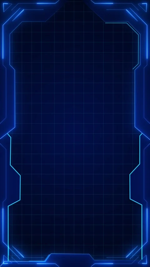 Neon blue panel edges surround a dark grid center, creating a clean animated Stock Footage 341016142