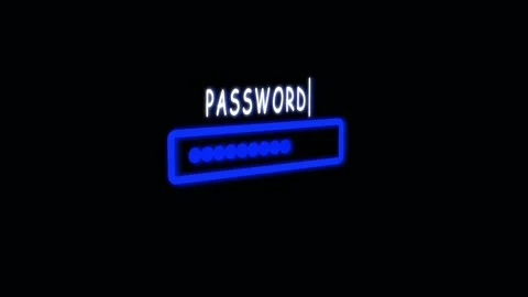 Neon Blue Password Input Field with Dots text entry. Futuristic neon blue i.. Stock Footage 321450094
