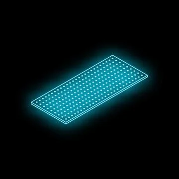 Neon blue perforated isometric surface glowing on dark background Stock Illustration