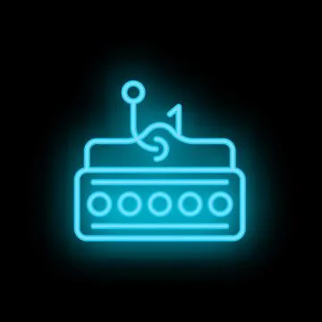 Neon blue phishing scam stealing credit card data Stock Illustration