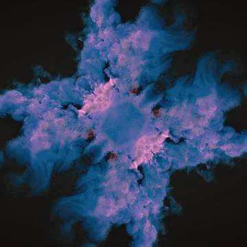 Neon Blue Pink Smoke Explosion 3D Fluid Simulation Ilustración de archivo