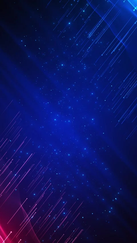 Neon blue pink tech visual with glowing diagonal trails, star particles, Stock Footage 340410123