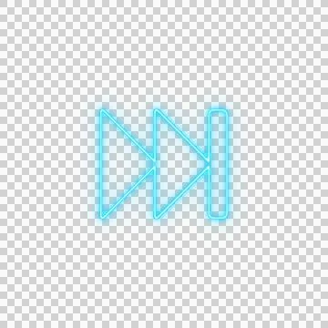 Neon blue play button icon isolated on transparent background Stock Illustration