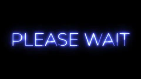 Neon Blue 'Please Wait' Sign: A Digital Waiting Message Video stock 295328709