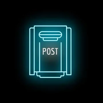 Neon blue postbox icon with glowing effect Illustrazione stock