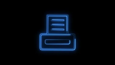 Neon blue printer outline icon animation for digital office work concepts. 库存影片 337330529