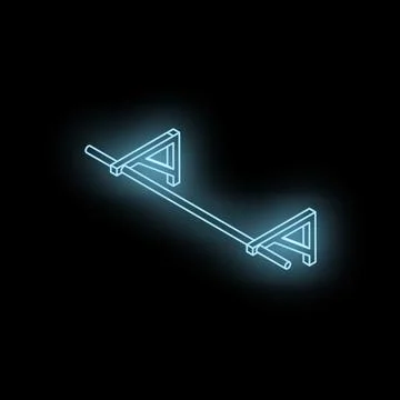 Neon blue pull up bar shining on black background, isometric projection 스톡 일러스트