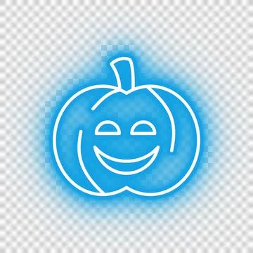 Neon blue pumpking icon Stock Illustration