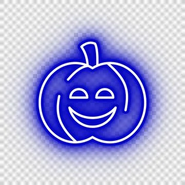 Neon blue pumpking icon Stock Illustration